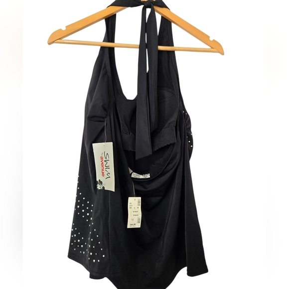 NWT Avenue Swim Black Top with Studded Design Size 18 - Picture 4 of 8